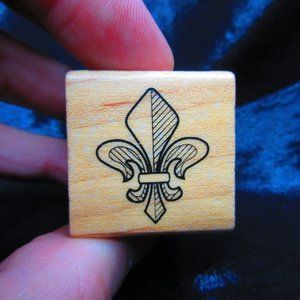 Fleur De Lis Wood Mounted Stamp 1.25" x 1.25"